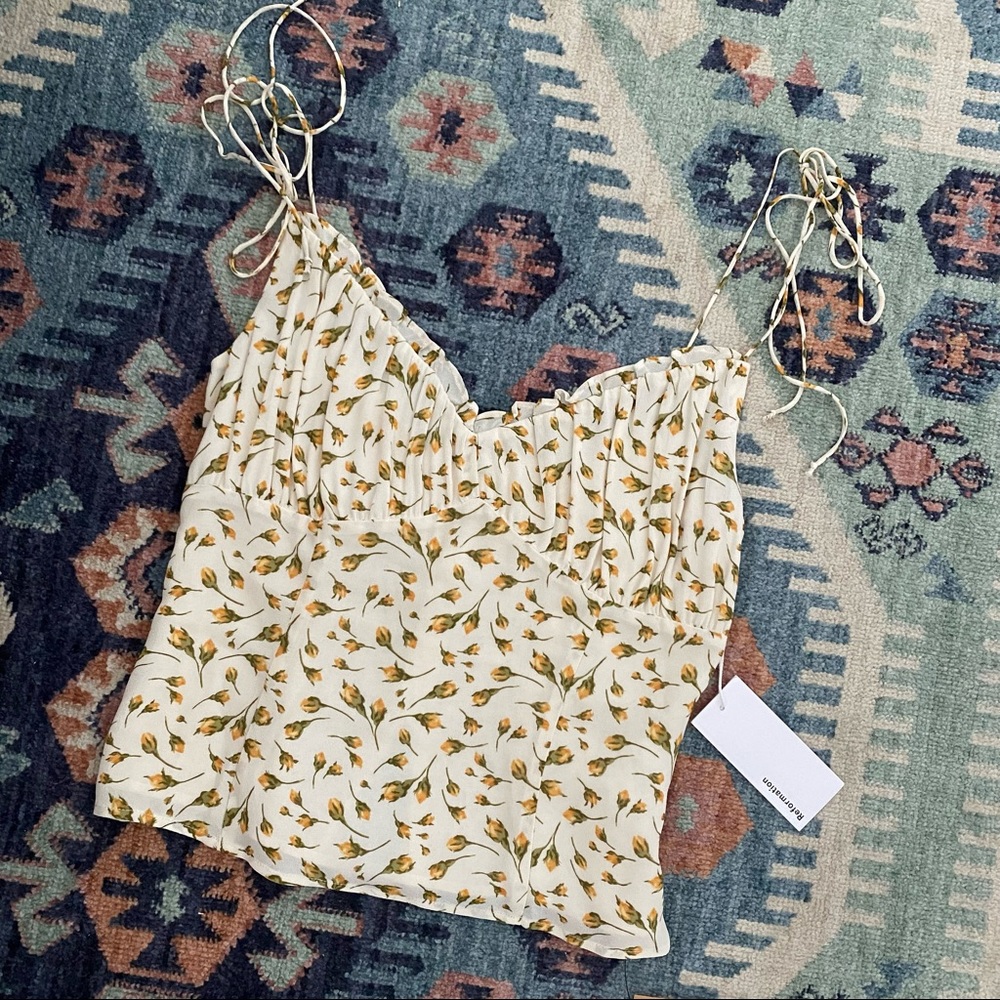 Reformation Cream and Red Patterned Top - Picture 3 of 11